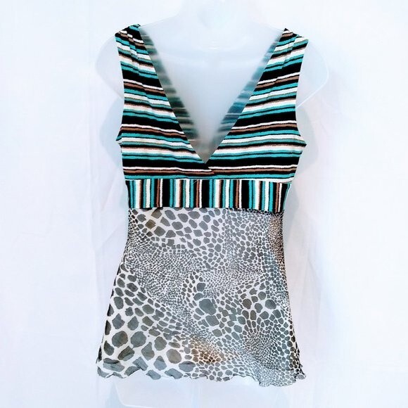 Laundry by Shelli Segal Silk and Polyester Sleeveless Top Size 4 Cheetah Y2K - Picture 3 of 5